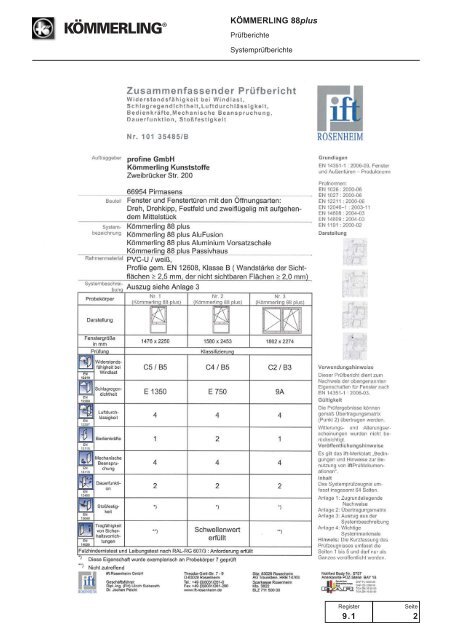 1.1 Systemmerkmale KÃMMERLING 88plus