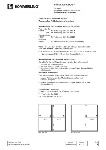 1.1 Systemmerkmale KÃMMERLING 88plus