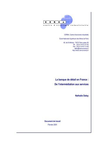 La banque de détail en France : De l'intermédiation aux ... - Cerna