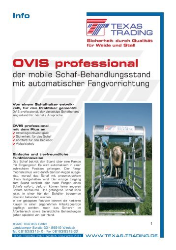 Schafbehandlungsstand OVIS - Texas Trading GmbH