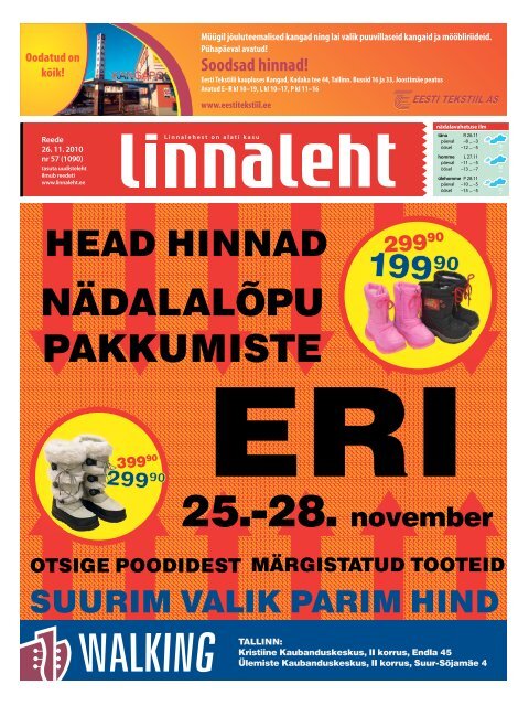 NÃDALALÃPU PAKKUMISTE - Linnaleht