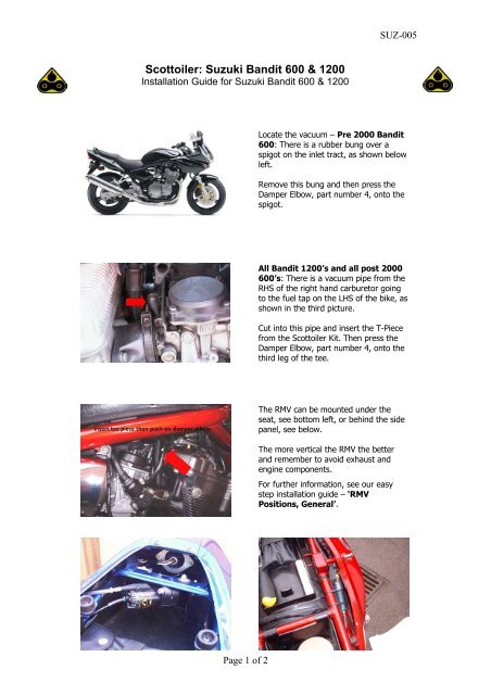 Scottoiler: Suzuki Bandit 600 &amp; 1200 - MotorCo Ltd