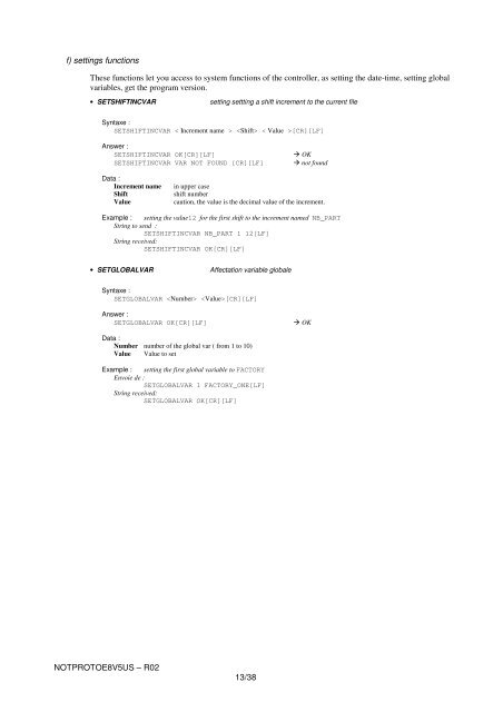 COMMUNICATION PROTOCOL E8-V5 - SIC-Venim s.r.o.