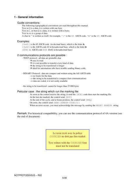 COMMUNICATION PROTOCOL E8-V5 - SIC-Venim s.r.o.