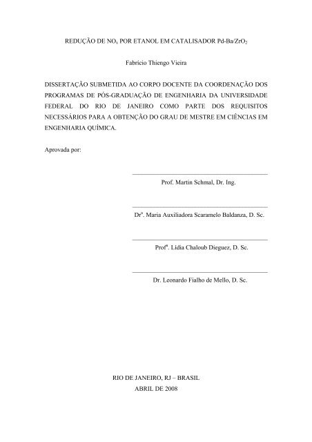 REDUÇÃO DE NOx POR ETANOL EM CATALISADOR Pd ... - UFRJ