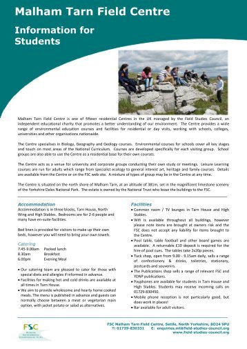 Malham Tarn Information - The Ecclesbourne School