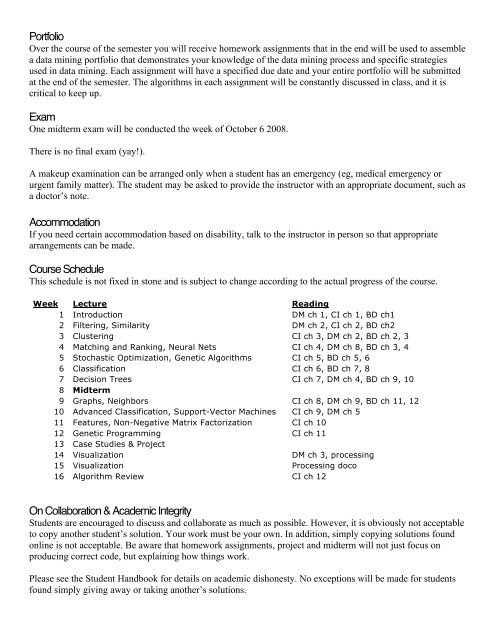 CSCI568 Data Mining Syllabus - Yong Joseph Bakos