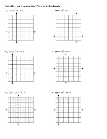 Graphing Parabolas Worksheet 2 with Answer Key