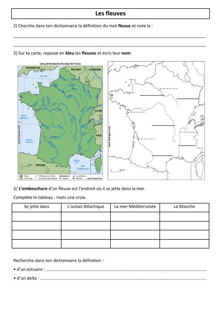 Carte des fleuves, côtes et mers de France - La Librairie des Ecoles