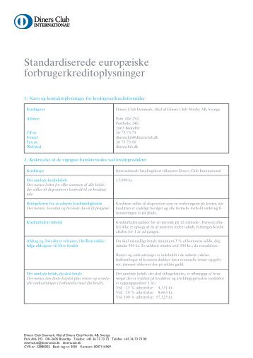 Standardiserede europæiske forbrugerkreditoplysninger