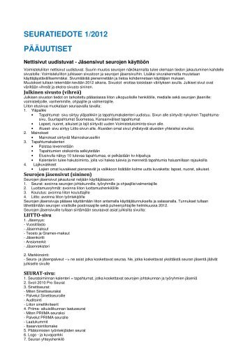 SEURATIEDOTE 1_2012 20120130.pdf - Suomen Voimisteluliitto