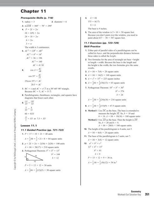 Area Answers And Worked Out Solutions