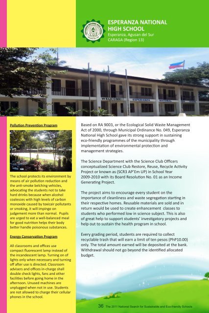 The 2011 National Search for Sustainable and Eco-Friendly Schools