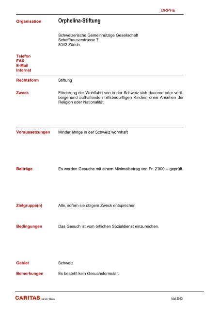 Stiftung - Caritas beider Basel