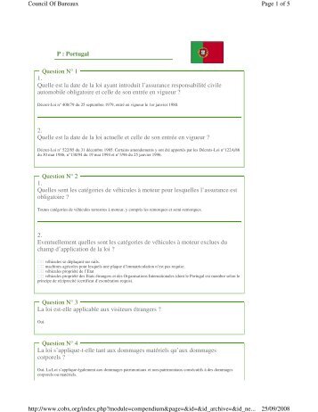 P : Portugal 1. Quelle est la date de la loi ayant introduit l'assurance ...