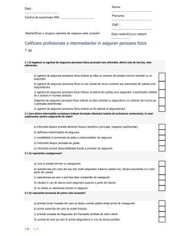 Test 86 - Institutul de Management in Asigurari