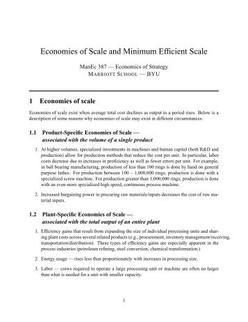 Economies of Scale and Minimum Efficient Scale - Marriott School