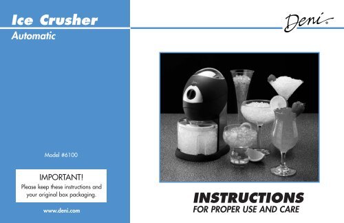 INSTRUCTIONS Ice Crusher - Deni