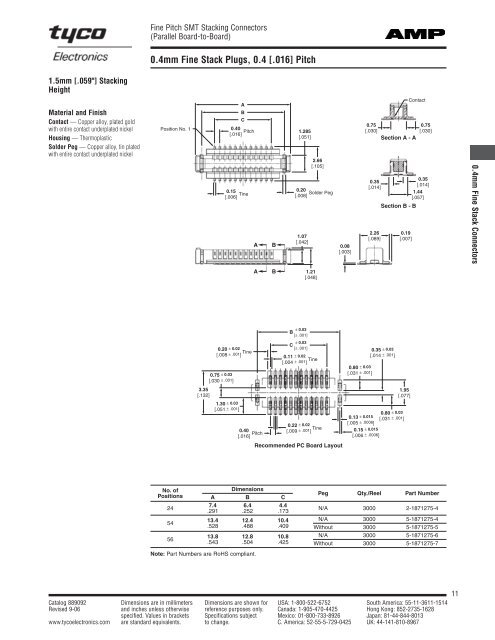 Fine Pitch Stacking Connectors (Parallel Board-to-Board)