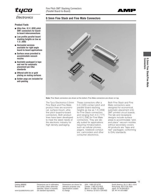 Fine Pitch Stacking Connectors (Parallel Board-to-Board)