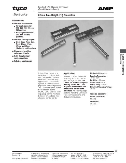 Fine Pitch Stacking Connectors (Parallel Board-to-Board)