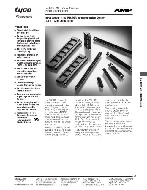 Fine Pitch Stacking Connectors (Parallel Board-to-Board)