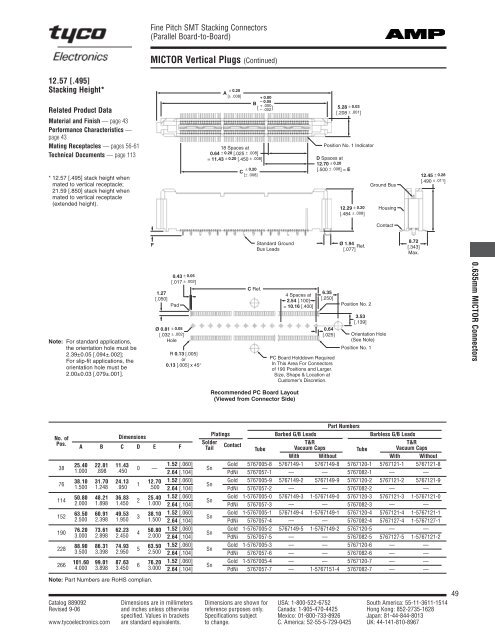 Fine Pitch Stacking Connectors (Parallel Board-to-Board)