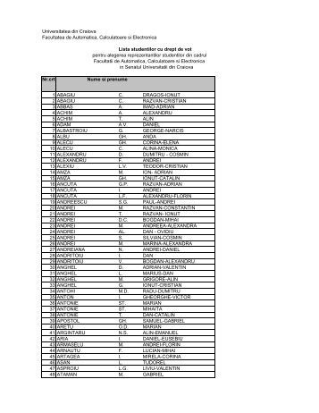 Universitatea din Craiova Facultatea de Automatica, Calculatoare si ...