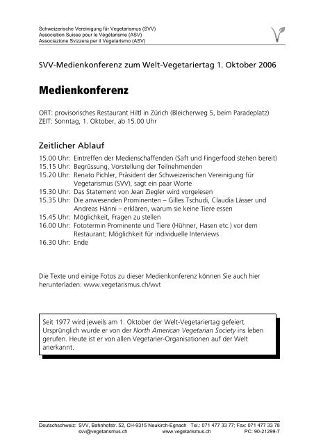 Pressemappe zur Medienkonferenz vom 1.10.2006