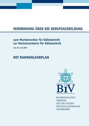 Verordnung Ã¼ber die Berufsausbildung zum/zur Mechatroniker