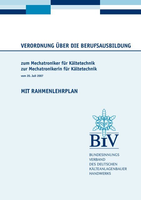 Verordnung Ã¼ber die Berufsausbildung zum/zur Mechatroniker