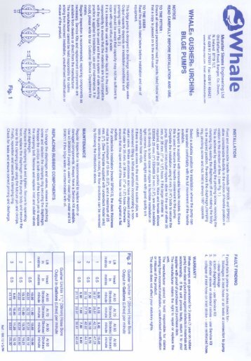 Whale Urchin Bulkhead Bilge Pump Instruction Sheet - Safety Marine