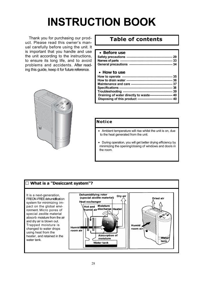 Ruby Dry User Manual - Dehumidifier