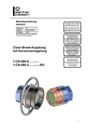 Clean-Break-Kupplung mit Kurvenverriegelung, CN-080, Rev-A