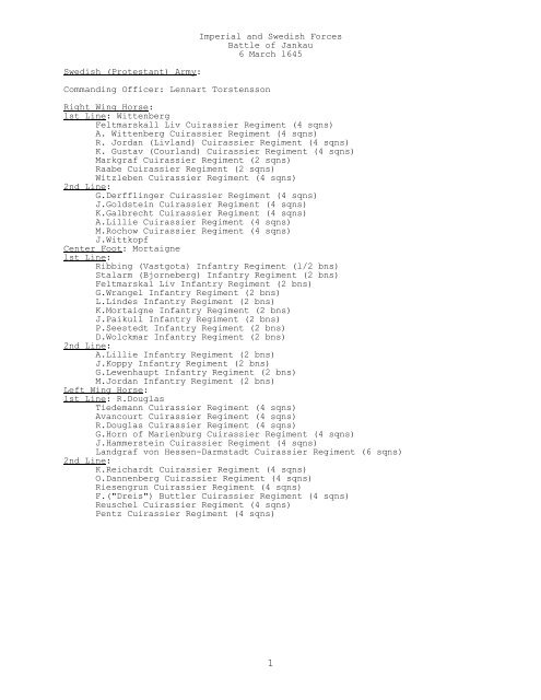 ÅImperial and Swedish Forces, Battle of Jankau, 6 March ... - CGSC