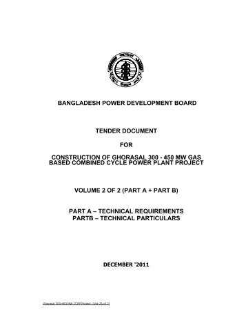 Tender Document for Construction of Ghorasal 300-450 MW ... - BPDB