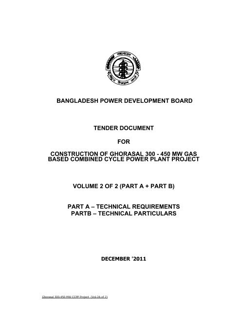Tender Document for Construction of Ghorasal 300-450 MW ... - BPDB