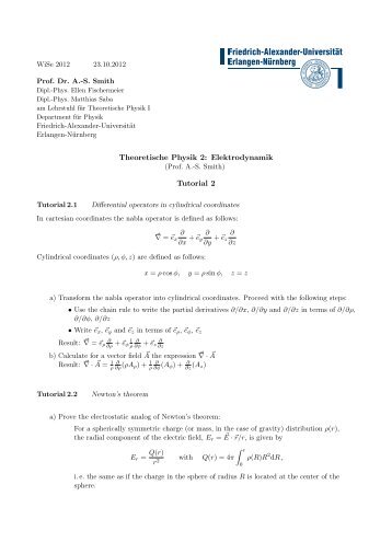 Theoretische Physik 2: Elektrodynamik Tutorial 2 - Institut fÃ¼r ...