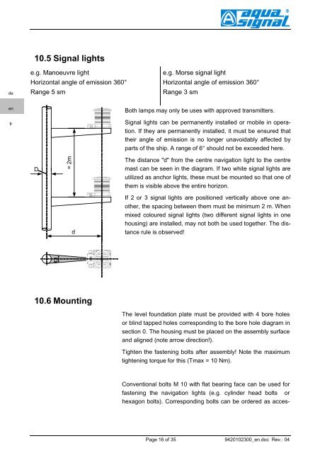 aqua signal Teterow GmbH & Co. KG Werk Bremen D ... - GET Ltd