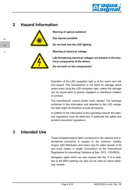 aqua signal Teterow GmbH & Co. KG Werk Bremen D ... - GET Ltd