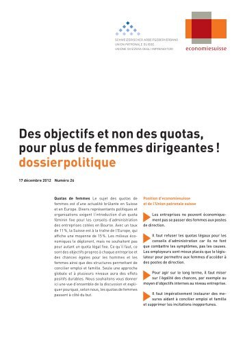 Des objectifs et non des quotas, pour plus de femmes ... - BPW