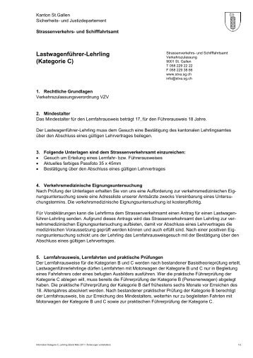 Infoblatt Kategorie C-Lehrling - Strassenverkehrs- und ...