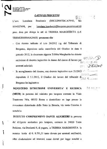 tribunale civile di Bergamo ricorso per decreto ingiuntivo 5 gennaio ...