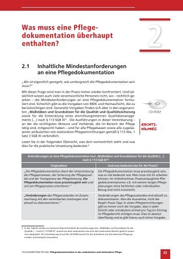 Kapitel Was muss eine Pflegedokumentation enthalten?