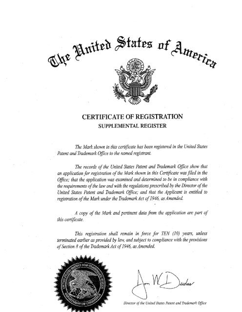 CERTIFICATE OF REGISTRATION