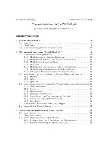 Notizen (pdf) - Lehrstuhl für Informatik 8 (Theoretische Informatik)
