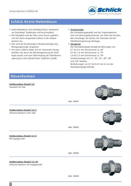 Modellreihe 121-123 - DÃ¼sen-Schlick GmbH