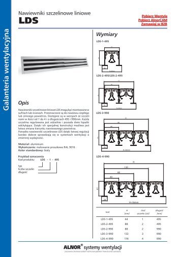 Nawiewniki szczelinowe liniowe - Alnor