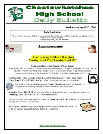 Daily Bulletin - Choctawhatchee High School