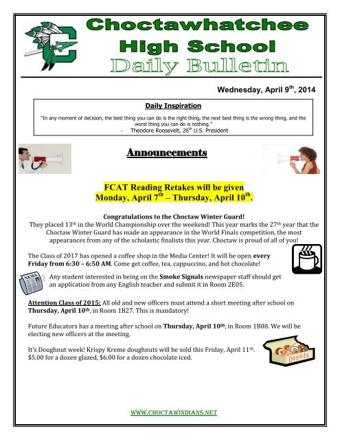 Daily Bulletin - Choctawhatchee High School